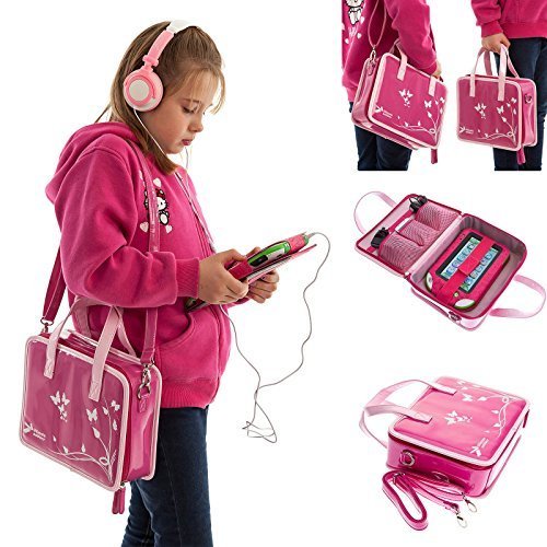 Preisvergleich Produktbild fürUltimateaddons Mädchen Reise Kulturtasche Aufbewahrung mit Kopfhörer Paket Passend Zu VTech digigo Childs Tablet - Blau, Pink
