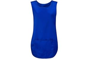 ESHOPPINGWAREHOUSE Ladies Plain Pocket Apron Womens Cleaning Catering Sleeveless Vest Top Tabard Royal Blue 2X Large