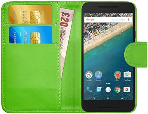 Nexus 5X Case, G-Shield Leather Wallet Case [Slim Fit] Premium Flip Cover Case With [Card Slots] [Magnetic Closure] For LG Google Nexus 5X - Green