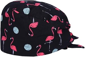 TENDYCOCO Flamingo Print Work Hat Cotton Verstellbare Zehenkappe für Beauty Salon Kitchen Restaurant