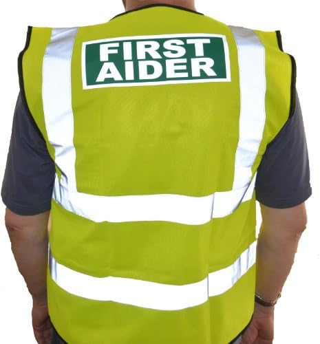Hi Vis First Aider Waistcoat - Choice of Sizes and Colours (L, Hi Vis Yellow)