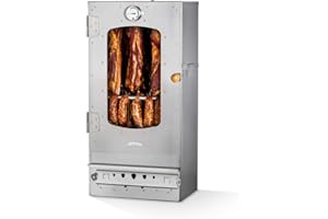 Fumoir KAISER COMPANY '50' en acier inoxydable de haute qualité, portable de 80 cm, pour fumer jusqu'à 10 kg de viande, chauffage au bois