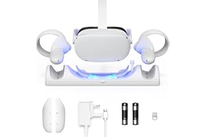 Magnetic Charging Dock for VR Headset and Touch Controllers, FIEHDUW VR Charging Dock, VR Charging Station with LED Indicator, 2 Rechargeable Batteries and USB-C Charger