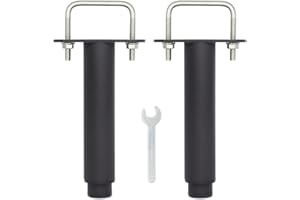 HAOMEO Pied de Lit Universel, Pieds pour Sommier à Lattes sans Perçage | Hauteur: 25cm(+20cm) Reglable, U Largeur Interne 68mm | Design: Metallique Noir | Ronde ø 3.8cm | pour le Cadre Central | Lot de 2