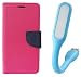 AUX MART Fancy Diary Flip Cover Case For Micromax Juice 2 AQ5001 Pink + Mini USB LED Light Adjust Angle / bendable Portable Flexible USB Light RS.299.00
