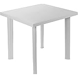 SF SAVINO FILIPPO Tavolo tavolino Quadrato in Resina di plastica Bianco Fiocco per Esterno Interno Giardino Balcone