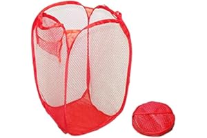 Toysrex Foldable Pop Up Mesh Washing Laundry Basket Bag Bin Hamper Toy Tidy Storage Organiser Organizer (Red)