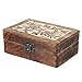 Produktbild CleanPrince Holzbox braune Holzkiste 15,5 cm breit mit geschnitzten Ornamenten kunstvoll verziert braun 155mm breit x 95 mm tief x 55 mm hoch,