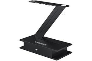 ‎STRADIVARI Stradivari Billard Queueständer Zorro im modernen Design | Stabiler, Standfester Ständer für 8 Queues, Kreide, Zubehör | Aus Furnier u. Edelstahl | 70x80x40 cm | Markenqualität