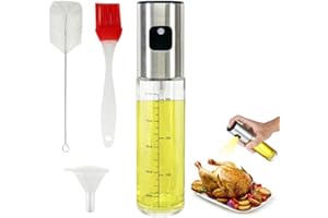 Yyyuluo 100ml Huile d'olive Vaporisateur Vinaigrette Distributeur de Spray Portable Transparent Bouteille en Verre Cuisine Gadget avec Brosse pour Salade Cuisson BBQ Friteuse à Air Rôtir Griller