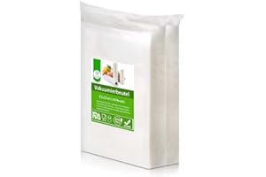 200 Beutel 15 x 25cm Vakuumierbeutel,AIQII Vakuumbeutel Vakuumierfolie BPA-frei Lebensmittel für alle Vakuumiergerät Folienschweißgeräte