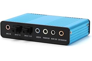 AyeVision Sound Card, 6 Channel External Sound Card USB 2.0 External 7.1 5.1 Surround Sound Optical S/PDIF Audio Sound Card Adapter for PC Laptop Recording Compatible with Windows 10/8/7/XP