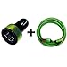 Produktbild 321ElectroniX® 3.1A DUAL USB KFZ Auto Ladegerät 12-24V/2x USB + 0,5m | 50cm Premium Nylon USB-C Typ C 3.1 Ladekabel Datenkabel SET kompatibel mit [Nexus 5X, Nexus 6P, OnePlus 2, OnePlus 3, ChromeBook Pixel, Nokia N1 Tablet, Lenovo Zuk Z1, Microsoft Lumia 950, LG G5, Acer Liquid Jade Primo, Huawei P9 (Plus), HTC 10, Motorola Moto Z und viele mehr...] @ grün