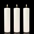 Atorakushon Paraffin Wax Smokeless Scented Pack of 3 White Tall Round Pillar Candles for Diwali