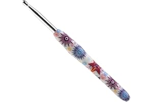 ‎COOPAY Coopay Crochet Hook with Beautiful Flower, 1 Piece Rubber Handle Crochet Hook 5.5 mm, Exquisite Ergonomic Crochet Hooks for Beginners, Solid Metal Crochet and Comfortable TPR Handle Crochet Hooks for