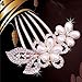 Women's Bridal Wedding Flower Diamante Crystal Rhinestones Pearls Hair Clip Comb (#4)