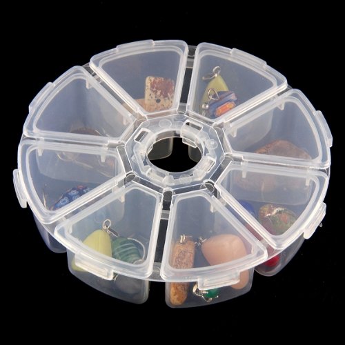 8 Fächer Plastik Aufbewahrungsbox Plastik Schmuckschatulle Schmuckkästchen Rund - 2