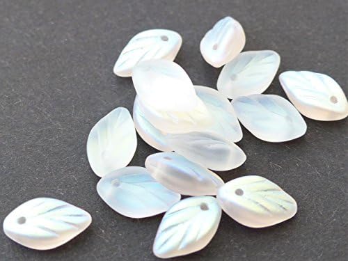 40(PCS) x 11(mm) CZECH GLASS LEAF DROP BEADS - W041