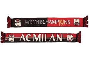 AC Milan Sciarpa Ufficiale 19° Scudetto, Doppia Grafica We The Champion, Campioni d'Italia, Poliestere, Rosso/nero, Taglia unica