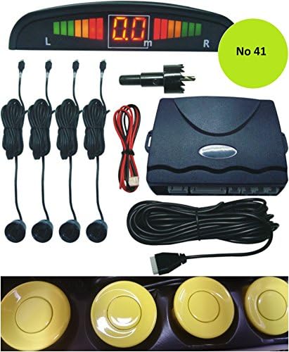 TechnoTec® Car Parking Rear Reverse 4 Sensors Kit Buzzer Radar LED Display Alarm System. (Yellow (No 41))