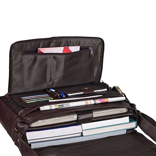 STILORD  Jan  15 6 Zoll Laptoptasche Leder Herren Damen Umh  ngetasche Unitasche Aktentasche Freizeit B  rotasche weiches Vintage Leder  Farbe ebenhol
