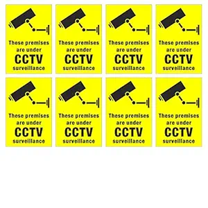 KARTMEN Set of 8 - Safety & Warning Sign Board CCTV Security Camera