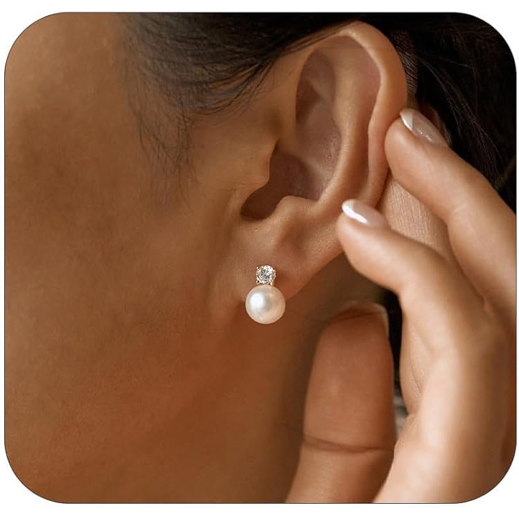Love Knot Pearl Drop Earrings For Women - Gold Pearl Studs With Knot Design