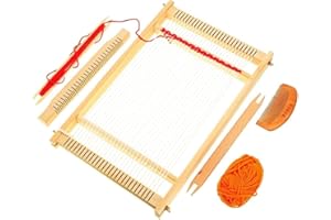 Swsdee Wooden Weaving Loom Kit, Extra-Large Frame, 40x30cm / 15.7x11.8inch, Suitable for Kids & Adults, Includes Loom Wool, Adjustment Rod, Wooden Comb, Shuttle, Nylon Rope, Non-Foldable