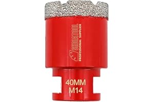 SHDIATOOL Forets Diamant 40mm Trépans de Forage avec Filetage M14 pour Perçage à sec en Porcelaine Carrelage Granit Marbre