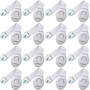 EDGEMETER 16pcs Baby Infant Child Proofing Safety Locks Latches Door Cupboard Cabinet Fridge Drawer Locks (White) (Pack of 16)