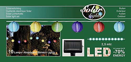 10 LED Solar Lampion Partylichterkette 3,95 m Bunt Innen und Außen Lichterkette - 2