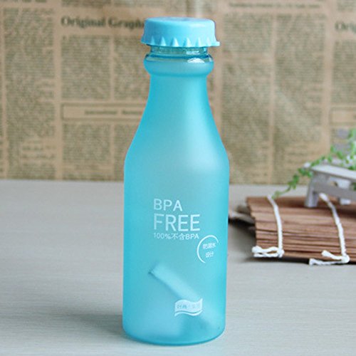 Haosen BPA free Candy-colored plastic scrub portable sports bottle unbreakable water bottles 550ML (Blue)