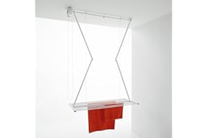 Foxydry Mini stojak sufitowy, pionowa suszarka na pranie, składany, z aluminium i stali 128x54x25 cm