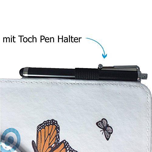 Archos 101 Oxygen – 10.1 Zoll Drehbare Tablet Schutztasche mit Standfunktion + Touch Pen – 10.1 Zoll Schmetterling 360° - 7