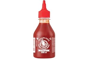 ‎FLYING GOOSE FLYING GOOSE Sriracha Chilisauce, mit extra Chili, sehr scharf, rote Kappe, sehr scharfe Würzsauce aus Thailand, 1 x 200 ml