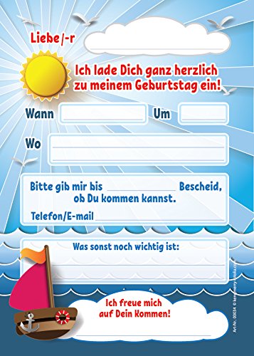 12 Einladungskarten zum Kindergeburtstag für Jungen und Mädchen mit Motiv „Delfin“ / schöne und bunte Einladungen zum Geburtstag für Jungen und Mädchen „Delfin“ - 2