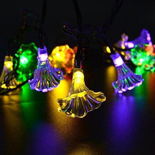Solar Morning Glory Flower, EONANT Solar Flower String 15.7ft/4.8m 20 LED Flower String Lights Waterproof for Home Indoor Garden Lawn Patio Trees Weddings (Multicolor)