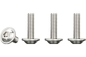 Drenky Tornillos de Acero Inoxidable A2 V2A,M5x20mm Tornillo de Cabeza Alomada con Brida Y Hexágono Interior Tornillo a Máquina Hexagonale Totalmente Rosca Métrica,20 Piezas