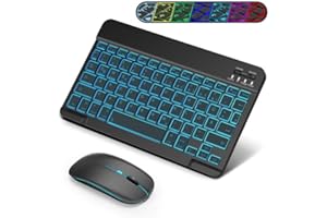 ‎SOPPY SOPPY Bluetooth Tastatur & Maus mit Hintergrundbeleuchtung,Tragbare wiederaufladbare kabellose Tastatur & Maus kompatible mit Pad/Sam-Sung/Android/Windows, DE QWERTZ Layout, Schwarz Beleuchtet
