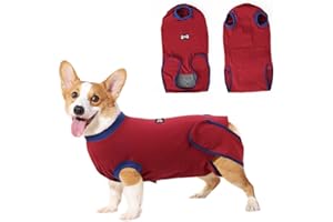Vanansa Dog Post Surgery Suit, Dog Surgery Recovery Suit Prevent Licking, Dog Onesie Male/Female Large Medium Dog, Red,XL