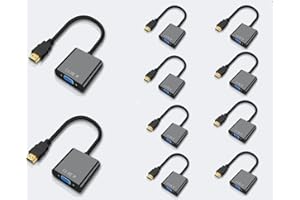 LBSC HDMI to VGA Adapter,1080P HDMI to VGA Converter (Male to Female) for Computer, Desktop, Laptop, PC, Monitor, Projector, HDTV, Chromebook, Raspberry Pi, Roku, Xbox and More (Black-10pcs)