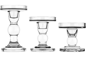 Lewondr Candelabro in vetro Trasparente 3 Pezzi, Accessori Decorazioni tavolo Porta candele, Candelieri per Tavolo, Casa, Matrimoni, Feste - Trasparente