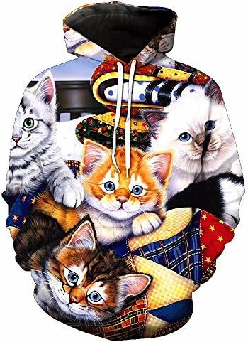 WHLWY Fashion Printing Hoodies 3D Meow Star People With Cap Pocket Hoodies Male Hooded Men Sweater Sweater 2Xl Hoodies