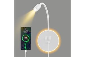 Ntmaichy Wall Spotlight Bedside with Flexible Gooseneck Lamp, Wall Mounted Reading Light with Switch and USB Por, Wall Sconce for Bedroom, Hallway, Stairs (White)