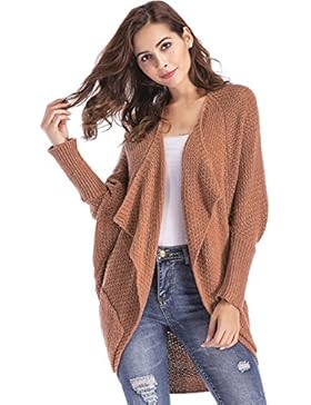 ClasiChic damen Strickjacke Irregulär Cardigan Asymmetrisch Langarm Loose Pullover mit Taschen