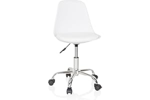hjh OFFICE 742014 Silla Giratoria para Niños Fancy II Piel sintética Blanco, Sillas de Escritorio Infantiles, Ajustable en Altura, Silla Juvenil