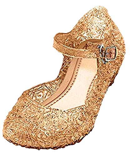 GenialES® Scarpe Sandali di Vestito Principessa Ragazze Carnaval Fiesta Cosplay Halloween Plastica Altezza Tacco d'oro CN28/EU26/165