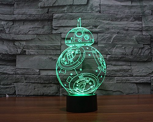 SmartEra® USB Star Wars Charakter Film BB8 Roboter sieben Farbwechsel LED-Touch-Taste 3D Optische Täuschung Schreibtischlampe - 6