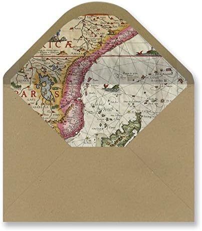 Kraft Envelopes Lined Invitations – Vintage/Flowers/Maps 229 x 162 mm (Various Models) C5 mapa antiguo-01