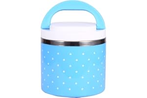 TBEST Thermo Lunchbox Bento Edelstahl Isolierung,1/2/3 Layer Tragbare Isoliert Thermal Bento Box Auslaufsicher Insulated Lunch Box Foodbehälter Warmhaltebox Mit Griff Für Kinder Erwachsene (Blau, 600ML）
